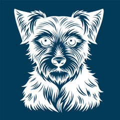 Stylized Dog Illustration with Intricate Line Art