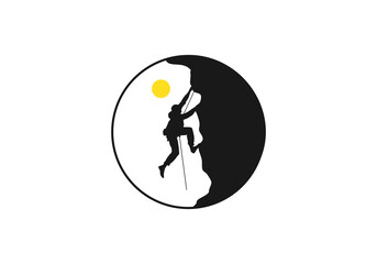 rock climber icon design template logo vector illustration