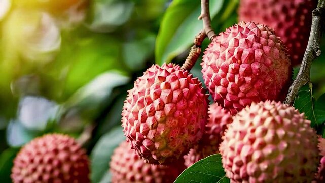 a lychee  hanging from  a tree