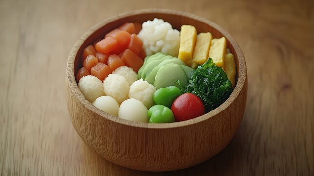 Colorful osechi ryori arranged beautifully on a black box. capturing the essence of Japanese food