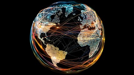Transparent Global Data Analytics Visualization Representing International Connectivity and Insights