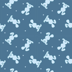 Back rabbit cartoon so cute.on star background. Pattern seamless vector illustration.
