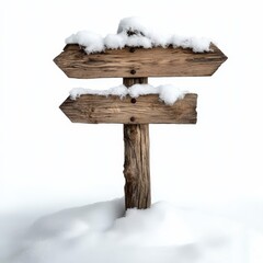 Naklejka premium Wooden Signpost in Snowy Landscape