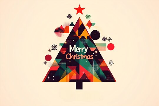 colorful christmas tree made with geometric shpaes