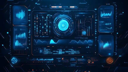 Futuristic Technology Interface with Blue and Orange Lights