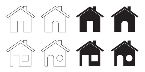 Home icons. House vector icons. Set of houses symbols. Illustration