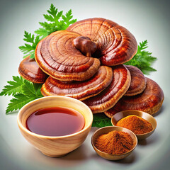 mushroom, ling zhi, dried, isolated, white, background