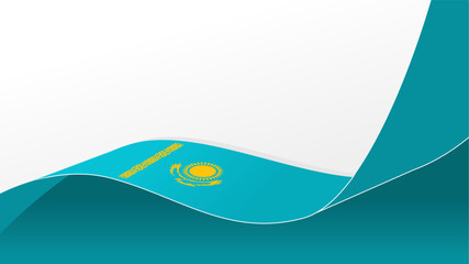 wavy Kazakhstan flag vector background with copy space for text. Kazakhstan national day