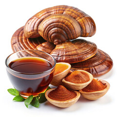 mushroom, ling zhi, dried, isolated, white, background