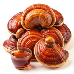 mushroom, ling zhi, dried, isolated, white, background