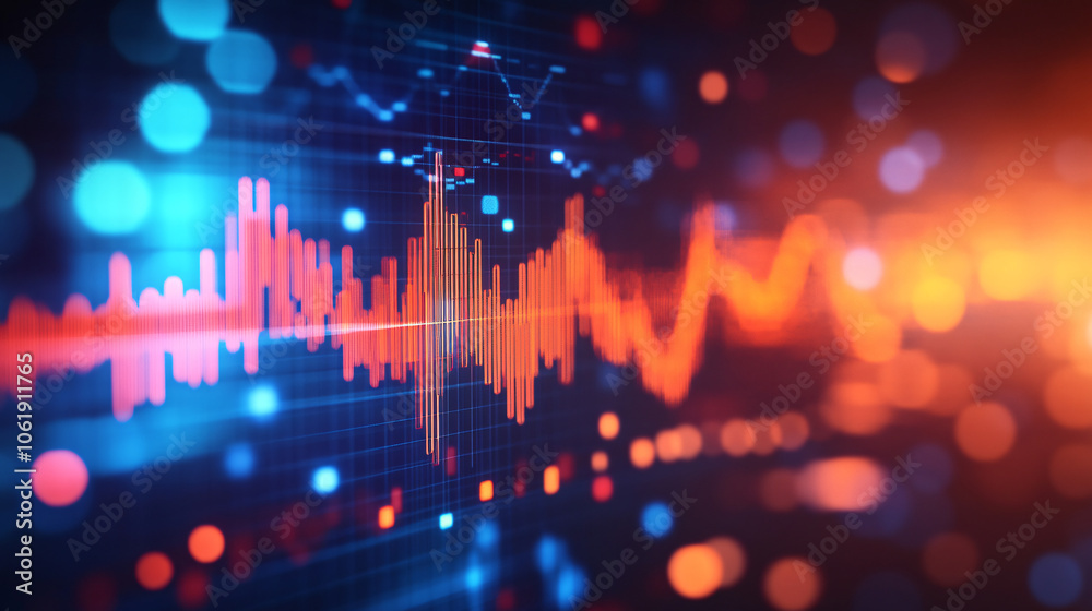 Leinwandbilder digital display with glowing finance or stock market graph on abstract background