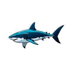 Fototapeta premium illustration of Great white shark and colorful liquid splashing on white background.