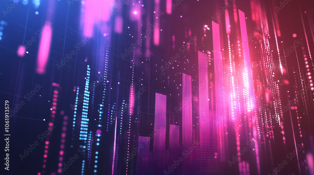 Aufkleber Abstract technology background with glowing lines and particles representing data flowing