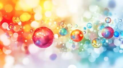 Vibrant Floating Spheres with Ethereal Gradient in Frosted Glass Environment