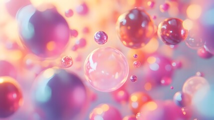 Vibrant Floating Gradient Spheres with Frosted Glass Overlay and Soft Glow Effect