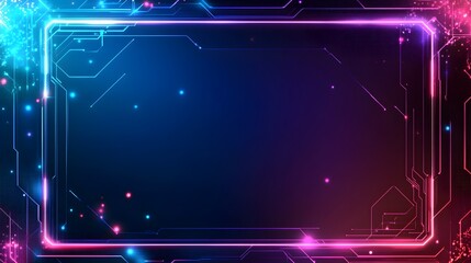 Vibrant Neon Grid-Lined Frame with Glowing Particles in Color Scheme