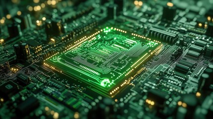 High-Precision Microchip Electronics Circuitry Close-Up
