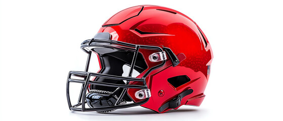 Fototapeta premium Vibrant red football helmet showcasing modern design and sleek lines, perfect for sports illustrations and equipment promotions.