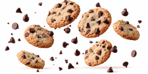 Delicious Chocolate Chip Cookies in Motion