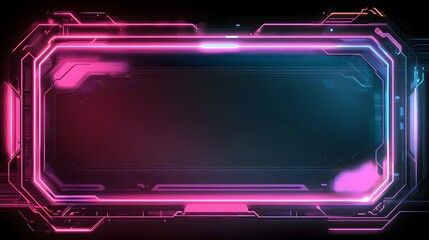 Layered Neon Frame with Glitchy Details in Futuristic-Retro Fusion Style