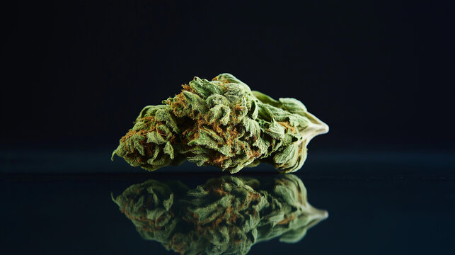 Dry cannabis hemp with a cbd source on black background 