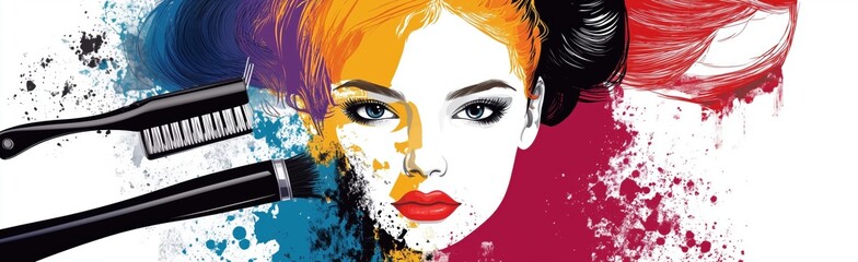 Fototapeta premium poster on the theme of a beauty salon in bright colors