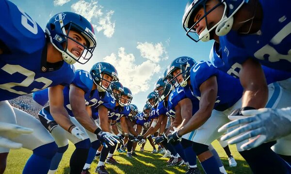 American Football Team Huddle