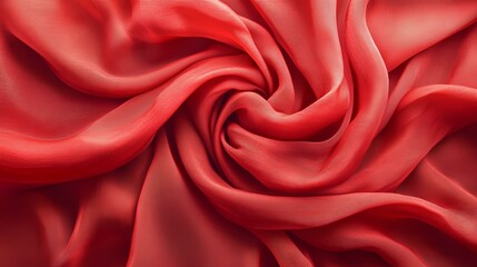 Fototapeta premium Luxurious Red Silk Fabric with Elegant Flowing Folds and Swirls