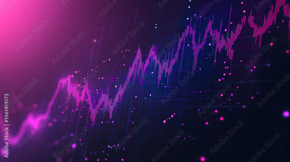 Aufkleber vibrant stock market graph on digital screen with captivating glow effect, showing upward trend in f