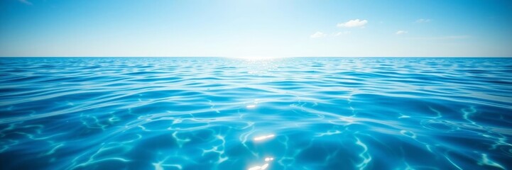 Fototapeta premium Crystal clear water reflecting blue sky on a sunny day, perfect for nature or travel backgrounds, scenic, background