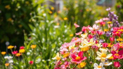 Fototapeta premium Fresh blooming flowers in an array of vibrant colors signaling the arrival of Spring, flowers, beautiful