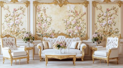 Elegant Vintage Living Room with Floral Decor