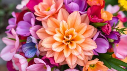 Beautiful bouquet of colorful flowers in a garden, blossom, vibrant