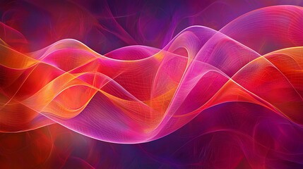 Fototapeta premium Dynamic Digital Art with Intertwined Waves in Bright Purple and Red
