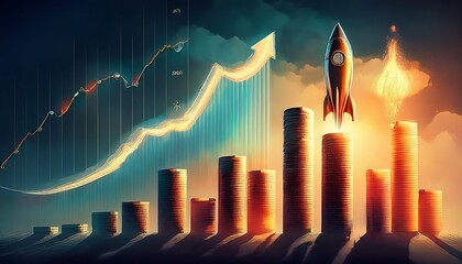 concept art of economy indicators sky-rocketing over oil prices increase, Inflation, Interest rates