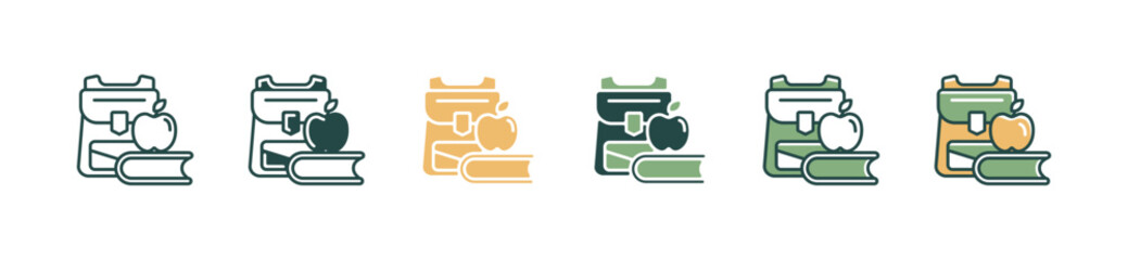 school stationery tool student supply icon set education learning equipment signs illustration for web and app