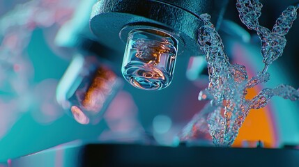 Macro Shot of Water Droplets Under Microscope Lens