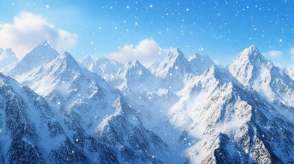 Explore the majestic snow-covered mountains under a clear blue sky