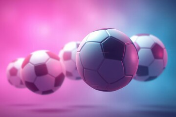 Naklejka premium Soccer Balls in Neon Light