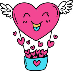 Hand drawn Wedding Cute Heart Cartoon Doodle Illustration 