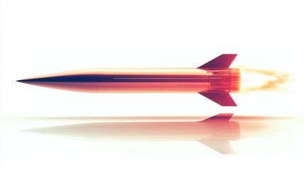Naklejka premium Large missile with sharp warhead and polished surface, capturing precision, isolated on white background