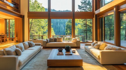 Stylish Modern Living Room with Scenic View