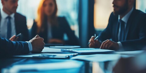 business formal meeting conference discussion with coworker shareholder or client concentrate private ideas created by ai