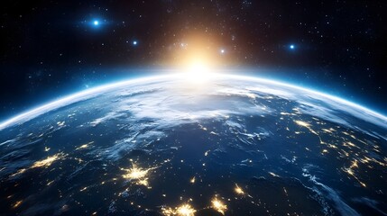 Conceptual of Satellite and Space Technology Orbiting the Earth as a Global Network