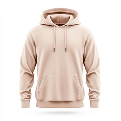 Beige hoodie template for design mockup, long sleeve sweatshirt with clipping path, customisation hoody for print or branding