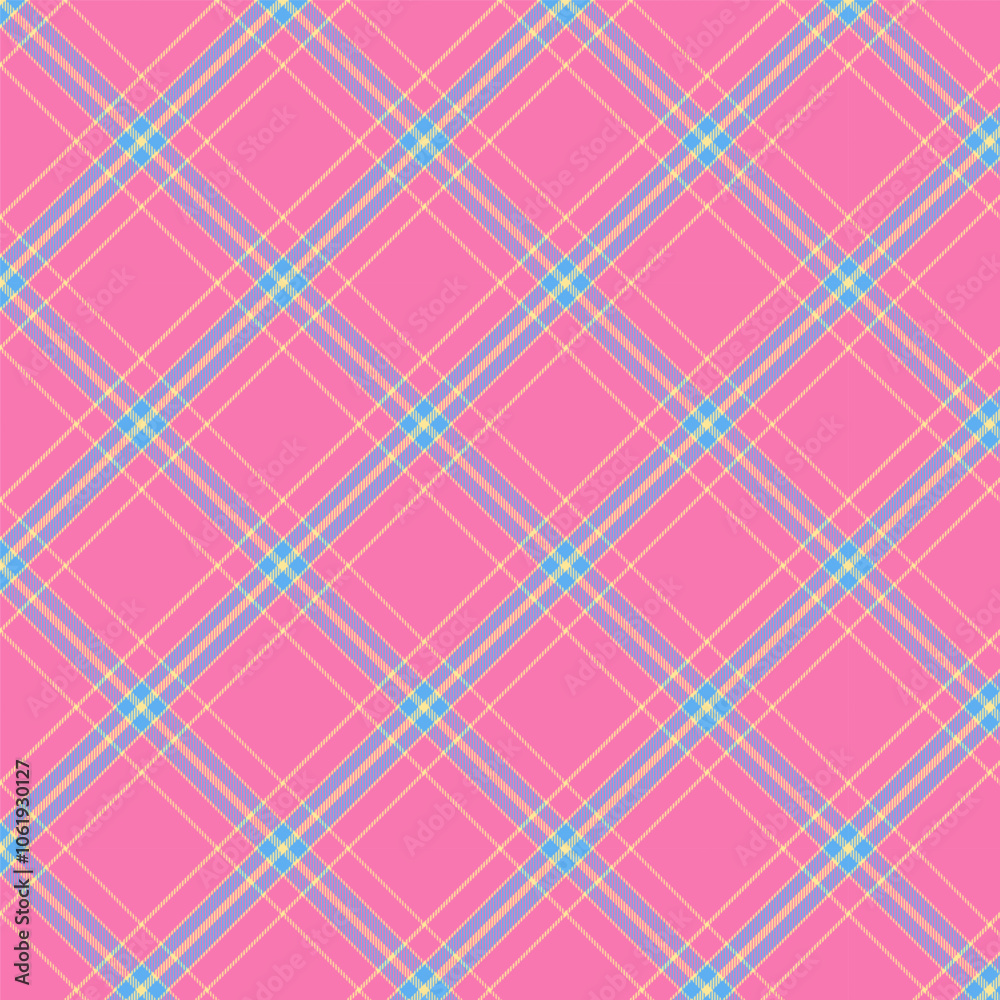 Wall mural plaid with twill weave repeat pattern.checkered tartan gingham seamless pattern in pink.geometric gr