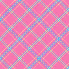 Plaid with twill weave repeat pattern.Checkered tartan gingham seamless pattern in pink.Geometric graphic vector illustration background design for fabric and print.