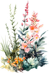 Watercolor Wildflowers and Greenery Illustration
