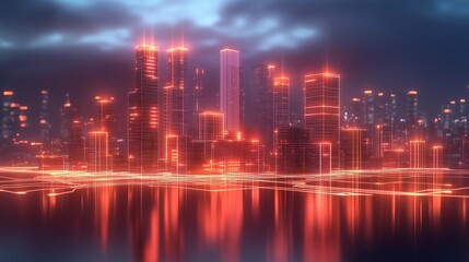 Fototapeta premium Smart City of the Future: Advanced Technology, Urban Networks, and Connected Living for Modern City Infrastructure and Sustainable Growth