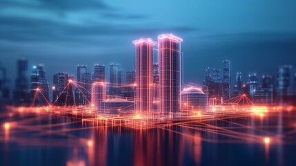 Obraz premium Smart City of the Future: Advanced Technology, Urban Networks, and Connected Living for Modern City Infrastructure and Sustainable Growth